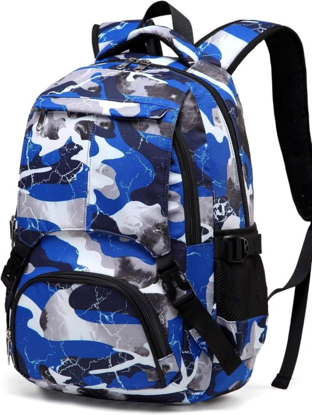 Blue Camouflage Backpack Large Compartment Elementary/Middle School NWOT